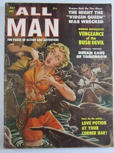 All Man Magazine v. 1 #3, Jul. 1959 VG/FN Vampire Bat GGA Attack Cover! - Picture 1 of 7