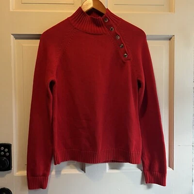 Suéter de punto rojo CHAPS con broches dorados de algodón manga larga para mujer M Foto 1 de 4