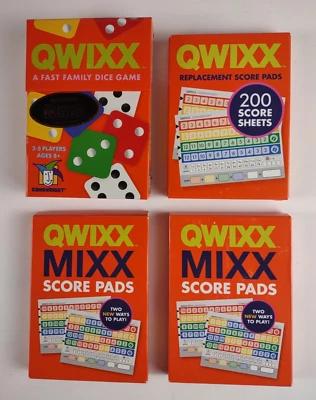 QWIXX Game USED 1x + 1 Box Score Pads NEW + 2 Boxes QWIXX MIXX Score Pads NEW - Image 1 of 4