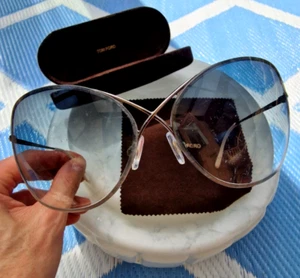 Gafas de sol Tom Ford 'Colette TE250 14B' plateadas/azules hechas en Italia ***RARAS - Imagen 1 de 11