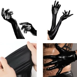 Sexy Guantes Elásticos de Cuero Sintético Look Húmedo Brillante Prendas para club nocturno Guantes de baile - Imagen 1 de 17