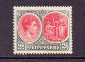 ST KITTS-NEVIS 1941 GVI 2d CARMINE & DEEP GREY SG71a MH CAT £55 - Imagen 1 de 2