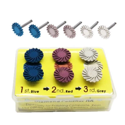 6 Pcs/Set Dental Rubber Composite Polishing Diamond System RA Disc 14mm Wheel - Image 1 of 4