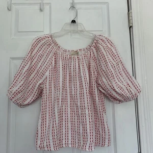 Universal Thread Top Womens Small Double Gauze Cotton Balloon Short Sleeve White - Picture 1 of 7