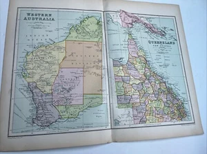1910: Map Of Western Australia Queensland & New Guinea PSA #36AB Print C - Picture 1 of 9
