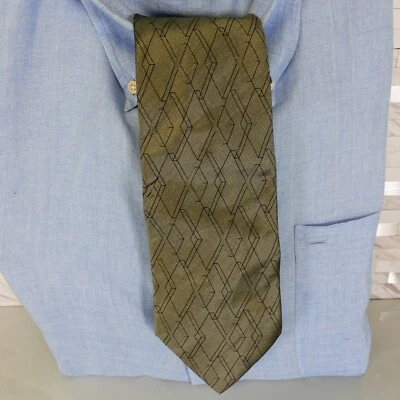 Dress Suit Cravatte Mens Gray Taupe Geo Diamond Cubism Necktie J FERRAR Italy - Image 1 of 4