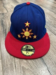 Vintage Philippines Baseball New ERA Fitted Hat 7 1/2 Blue 100% Wool USA Made - Picture 1 of 9