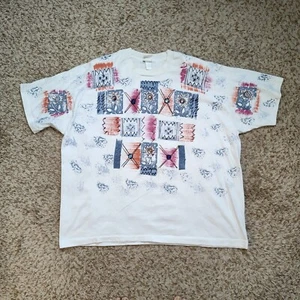 Wetpaint VTG White SS Hand Painted Jeweled Shoulder Pad Shirt Women Sz XXXL - Picture 1 of 8