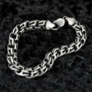 Solid 935 Argentium Silver Fantastic Excellent Large Rocker Biker Men's Bracelet - Picture 1 of 5