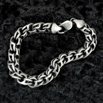 Solid 935 Argentium Silver Fantastic Excellent Large Rocker Biker Men's Bracelet - Image 1 of 4