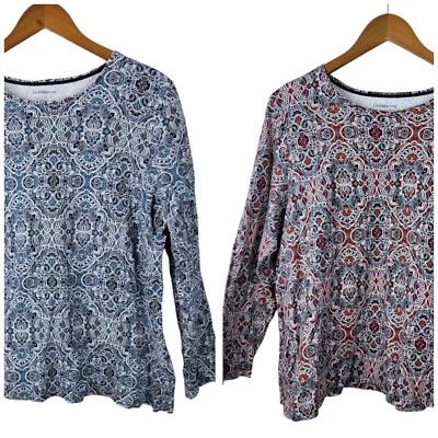 Lot Of 2 Croft & Barrow Long Sleeve T-Shirt Plus 1X Red Blue Casual Bundle Top - Image 1 of 4