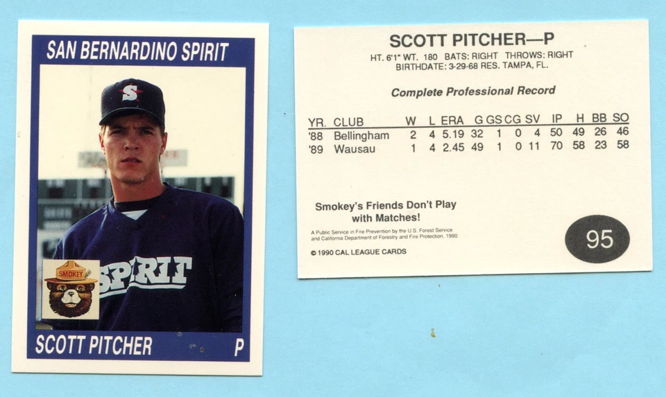 1990 Cal League Cards- San Bernardino Spirit- Scott Pitcher- Box 186 - Image 1 of 1