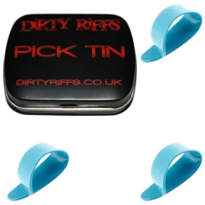 3 x Dunlop Herco HE115 Thumbpicks Flex 52 Medium - in einer handlichen Plektrumdose