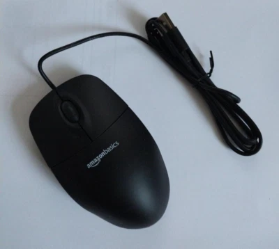 2x Amazon Basics 3-Button USB MOUSE *Brand New - sealed box* (twin pack) - Image 1 of 4