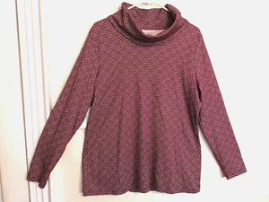 LL Bean Womens Blouse XL Purple Pink 100% Supima Cotton Cowl Neck Long Sleeve - Picture 1 of 3