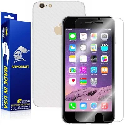 Protector de Pantalla ArmorSuit Apple iPhone 6 Plus + Fibra de Carbono Blanco Hecho en EE. UU. Foto 1 de 4