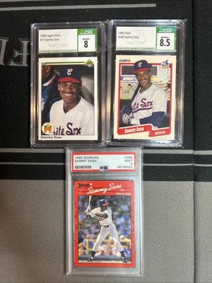 Lote de novato Sammy Sosa 1990 graduado PSA CSG cubierta superior Fleer Donruss 609 Homers Foto 1 de 2