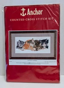 Brand New Anchor Counted Cross Stitch Kit PCE701 Cat Napping - Picture 1 of 3