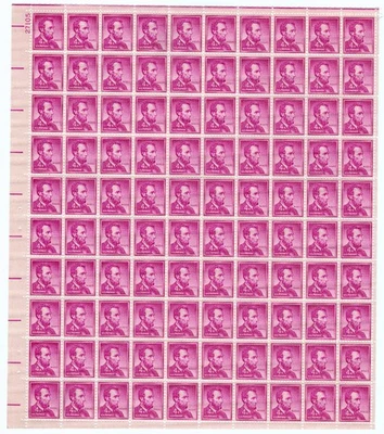 Scott #1036a Abraham Lincoln Sheet of 100 Stamps - MNH P#27105 UL - Image 1 of 2