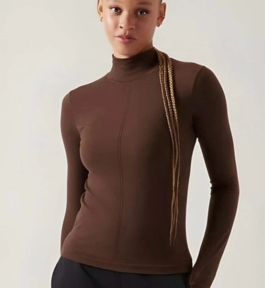 Top cuello alto sin costuras Athleta Ascent MEDIANO en marrón nuevo sin etiquetas Foto 1 de 1