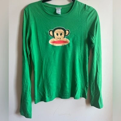 Винтажная зеленая детская рубашка с принтом обезьяны Paul Frank 2005 Y2K размер большой - Изображение 1 из 4