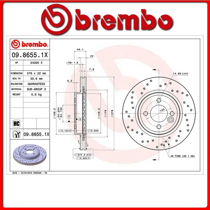 09.8655.1X#6 DISCO FRENO ANTERIORE SPORTIVO BREMBO XTRA MINI MINI (R50, R53) One - Immagine 1 di 1