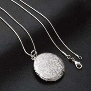 925 Sterling Silber Foto Medaillon Halskette Anhänger Frauen Schmuck Paar bestes Geschenk - Bild 1 von 6