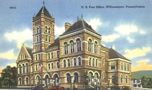 US Post Office Williamsport Pennsylvania Linen Postcard - Picture 1 of 2