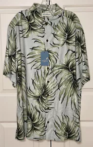 NWT Caribbean size 2XT mint green floral short sleeve button up shirt mens - Picture 1 of 9