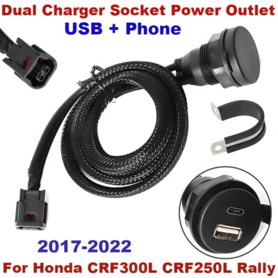 For Honda CRF300L CRF250L Rally USB & Phone Charger Outlet Socket Power Port Foto 1 de 4