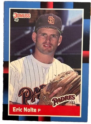 Excellent: Vintage 1988 Donruss Eric Nolte San Diego Padres Rookie Trading Card - Image 1 of 2