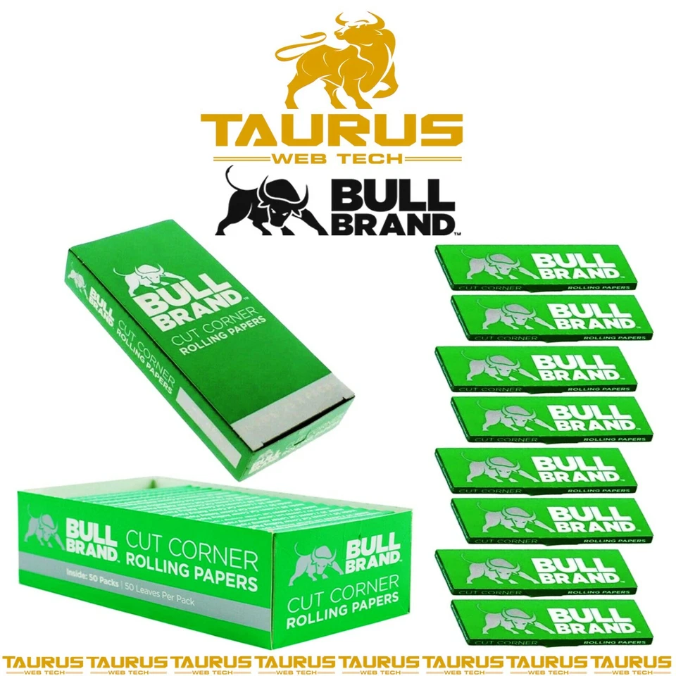 1000 x BULL BRAND Green Cut Corners Rolling PAPER Rizla Filter Cigarette Smoking - Image 1 of 1