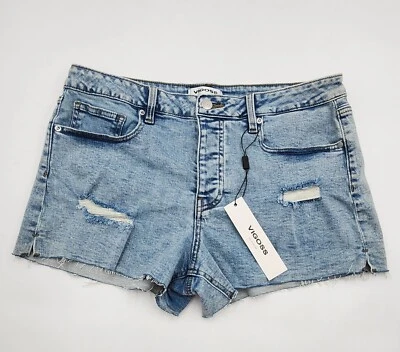 Nuevo con etiquetas Pantalones Cortos Vigoss Ace Tiro Alto Dobladillo Crudo Botón Mosca Envejecido Talla 31 Foto 1 de 4