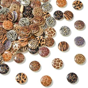 100pcs Flat Round 2-Hole Wood Buttons Brown Printed for DIY Sewing Cloth Crafts - Picture 1 of 8