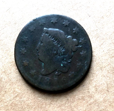 1816 large cent N9 R3 Matron Head Coronet Head 8 Cover