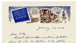 2 Page WWII 1944 Letter "Spotting Bombers" Letterhead - Picture 1 of 3
