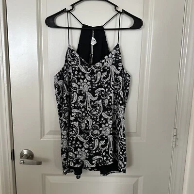 Blusa Babydoll EXPRESS Para Mujer M Correa Espagueti Negra Floral Blanca Estampado Transparente Foto 1 de 3