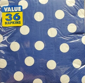 BLUE POLKA DOTS LUNCH NAPKINS VALUE PACK (36ct) ~ Birthday Party Baby Shower  - Picture 1 of 1