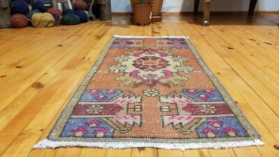 Alfombra tribal turca bohemia vintage 1'6'' x 3'1"  Foto 1 de 4