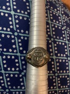 US  Navy Sterling Silver Sweetheart Locket Ring Sz 11.75