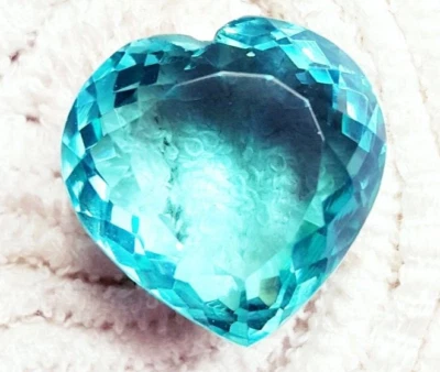 Aqua Color Topaz Heart Shape 71.45+ Ct Certified Loose Gemstone With Free Gift - Image 1 of 4