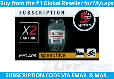MyLaps X2 Subscription 5-year Renewal Card for Car/Bike Rechargeable Transponder - Image 1 of 2