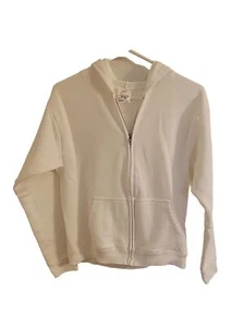 Hanes Youth Size XL 14-16 White Hoodie Hooded Sweatshirt Full Zipper READ - Picture 1 of 6