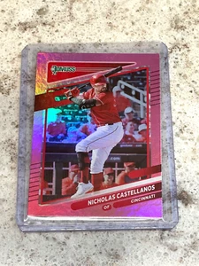 NICHOLAS CASTELLANOS ~ 2021 Panini Donruss Béisbol #196 Rosa Holo PWE - Imagen 1 de 3