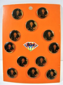Vintage Lead Singer Music Rock Band Concert Pin Display 12 On Card Old Stock - Picture 1 of 2