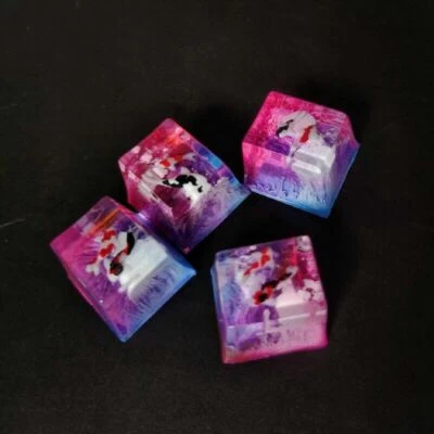 Backlit Key Cap For Cherry MX Mechanical Koi Fish Resin Artisan Keycaps 1U - Image 1 of 4