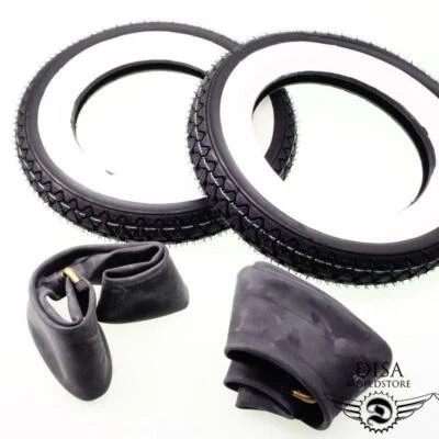 Weißwand Reifen SET 2x inkl Schläuche für Vespa V 50 N S L R 3.00 - 10 - Bild 1 von 3