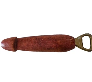 LARGE BALI FUN PAINTED WOODEN PENIS BOTTLE OPENER 8"/20cm. BAR , BBQ, BINTANG 🕉 - Picture 1 of 4