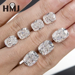 Crushed Ice Cut Cushion Cut Loose Moissanite DEF White Elongated VVS1 with GRA - Picture 1 of 18