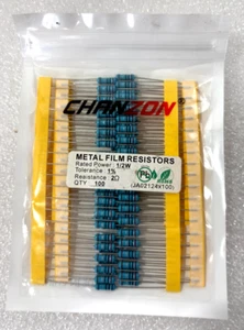 100PACK   2Ω  1% Tolerance 1/2 watt Metal Film Resistors by Chanzon - Picture 1 of 4